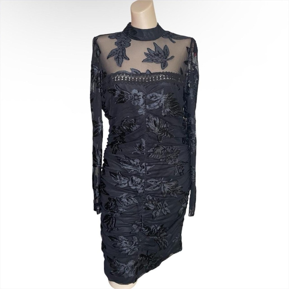 Betsey Johnson Black Ruched Sheath Dress with Bishop Sleeves NWT